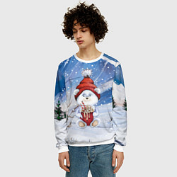 Свитшот мужской Медвежонок 2022 новогодний, цвет: 3D-белый — фото 2