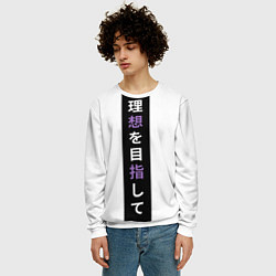 Свитшот мужской Надпись Стремление к идеалу в японском стиле, цвет: 3D-белый — фото 2