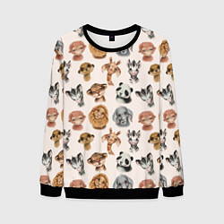Свитшот мужской Милые дикие животные, цвет: 3D-черный