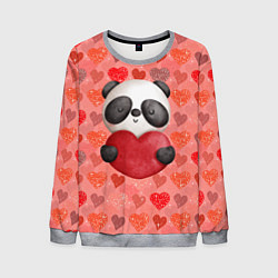 Свитшот мужской Панда с сердечком день влюбленных, цвет: 3D-меланж