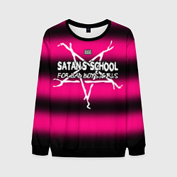 Свитшот мужской Satan school for bad boys and girls pink, цвет: 3D-черный