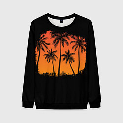 Свитшот мужской Пальмы на пляже, цвет: 3D-черный