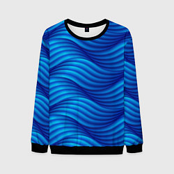 Свитшот мужской Синие абстрактные волны, цвет: 3D-черный
