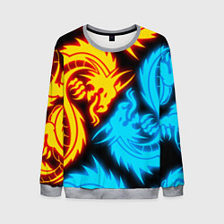 Свитшот мужской НЕОНОВЫЕ ДРАКОНЫ NEON DRAGONS, цвет: 3D-меланж