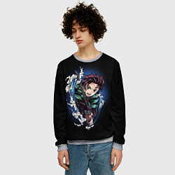 Свитшот мужской ТАНДЖИРО КАМАДО ДЫХАНИЕ ВОДЫ, цвет: 3D-меланж — фото 2