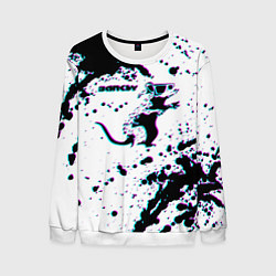 Свитшот мужской BANKSY БЭНКСИ крыса в очках глитч, цвет: 3D-белый