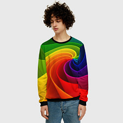 Свитшот мужской Спираль Модный узор 2023 Неон, цвет: 3D-черный — фото 2