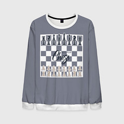 Свитшот мужской Lets play chess, цвет: 3D-белый