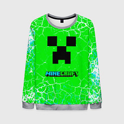 Свитшот мужской Minecraft зеленый фон, цвет: 3D-меланж