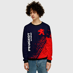 Свитшот мужской ПЕЖО Autosport Следы Шин, цвет: 3D-черный — фото 2