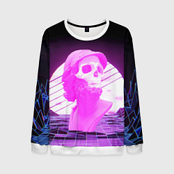 Свитшот мужской Vaporwave Skull Психоделика, цвет: 3D-белый