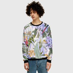 Свитшот мужской Цветы Фиолетовые Дикие Джунгли, цвет: 3D-черный — фото 2