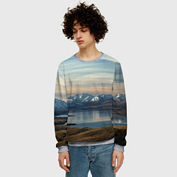 Свитшот мужской Горы озеро природа, цвет: 3D-меланж — фото 2
