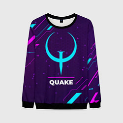 Свитшот мужской Символ Quake в неоновых цветах на темном фоне, цвет: 3D-черный