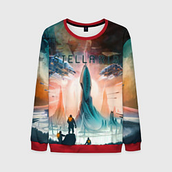 Мужской свитшот Stellaris космические корабли на фоне башни