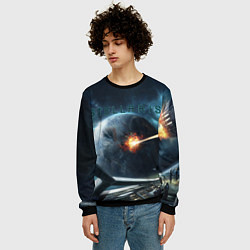 Свитшот мужской Stellaris взрыв звезды лучом с космического корабл, цвет: 3D-черный — фото 2
