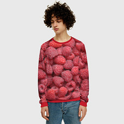 Свитшот мужской Малина - ягоды, цвет: 3D-красный — фото 2