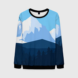 Свитшот мужской Горы, лес, канатная дорога, цвет: 3D-черный
