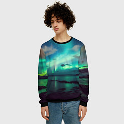 Свитшот мужской Aurora borealis, цвет: 3D-черный — фото 2