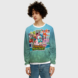 Свитшот мужской Мои поющие монстры персонажи, цвет: 3D-белый — фото 2