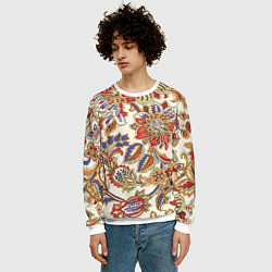 Свитшот мужской Цветочный винтажный орнамент, цвет: 3D-белый — фото 2