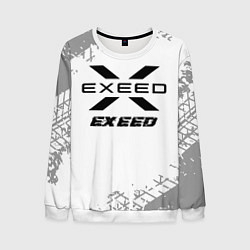 Свитшот мужской Exeed Speed на светлом фоне со следами шин, цвет: 3D-белый