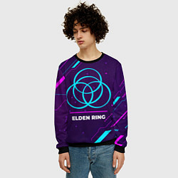 Свитшот мужской Символ Elden Ring в неоновых цветах на темном фоне, цвет: 3D-черный — фото 2