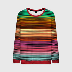 Свитшот мужской Multicolored thin stripes Разноцветные полосы, цвет: 3D-красный