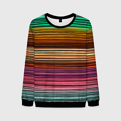 Свитшот мужской Multicolored thin stripes Разноцветные полосы, цвет: 3D-черный