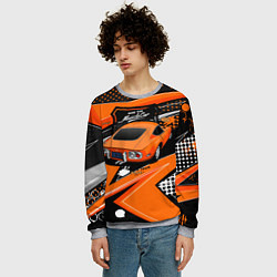 Свитшот мужской Vintage Tron Ретро-автомобиль, цвет: 3D-меланж — фото 2