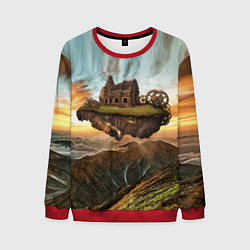 Свитшот мужской Горный пейзаж в стиле Стимпанк, цвет: 3D-красный