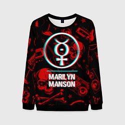 Свитшот мужской Marilyn Manson Rock Glitch, цвет: 3D-черный