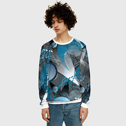 Свитшот мужской Абстрактный серо-синий принт, цвет: 3D-белый — фото 2