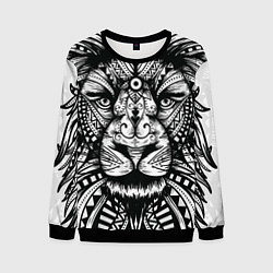 Свитшот мужской Черно белый Африканский Лев Black and White Lion, цвет: 3D-черный