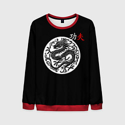Свитшот мужской Кунг-фу китайский дракон и надпись на китайском, цвет: 3D-красный