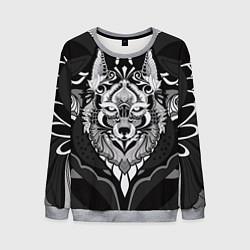 Свитшот мужской Черно-белый волк, цвет: 3D-меланж