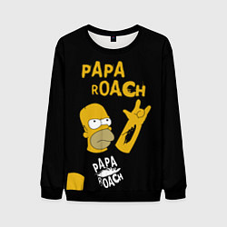 Свитшот мужской Papa Roach, Гомер Симпсон, цвет: 3D-черный