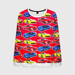 Свитшот мужской Спортивные машины, цвет: 3D-белый