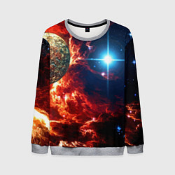 Свитшот мужской Яркая звезда в космическом пространстве, цвет: 3D-меланж
