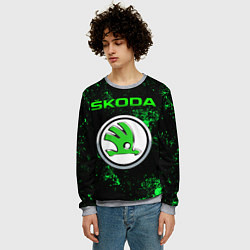 Свитшот мужской SKODA - ЗЕЛЕНЫЕ БРЫЗГИ, цвет: 3D-меланж — фото 2