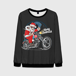 Свитшот мужской Santa on a bike, цвет: 3D-черный