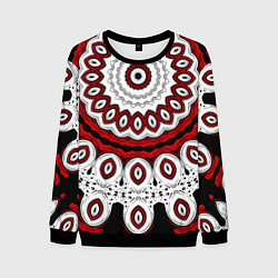 Свитшот мужской Красно-черный калейдоскоп мандала, цвет: 3D-черный