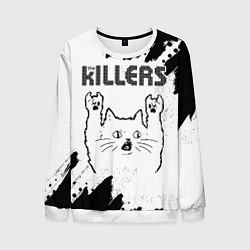 Свитшот мужской The Killers рок кот на светлом фоне, цвет: 3D-белый