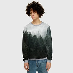 Свитшот мужской Туманный хвойный лес, цвет: 3D-меланж — фото 2