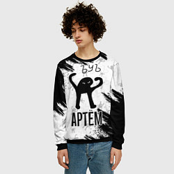 Свитшот мужской Кот ъуъ Артем, цвет: 3D-черный — фото 2