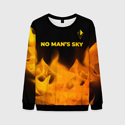 Свитшот мужской No Mans Sky - gold gradient: символ сверху, цвет: 3D-черный