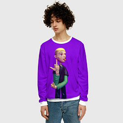 Свитшот мужской Lil Peep На Фиолетовом Фоне, цвет: 3D-белый — фото 2