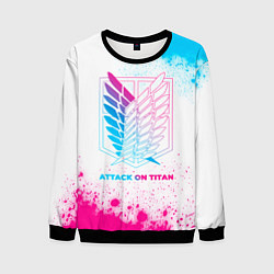 Свитшот мужской Attack on Titan neon gradient style, цвет: 3D-черный