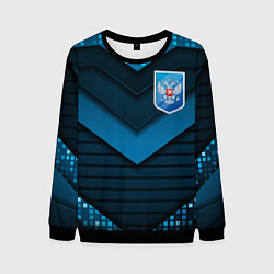 Свитшот мужской Russia abstract blue, цвет: 3D-черный