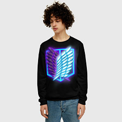 Свитшот мужской Attack on Titan neon logo, цвет: 3D-черный — фото 2